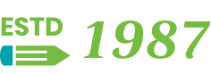HEF Established in 1987, pencil graphic and green text, transparent background
