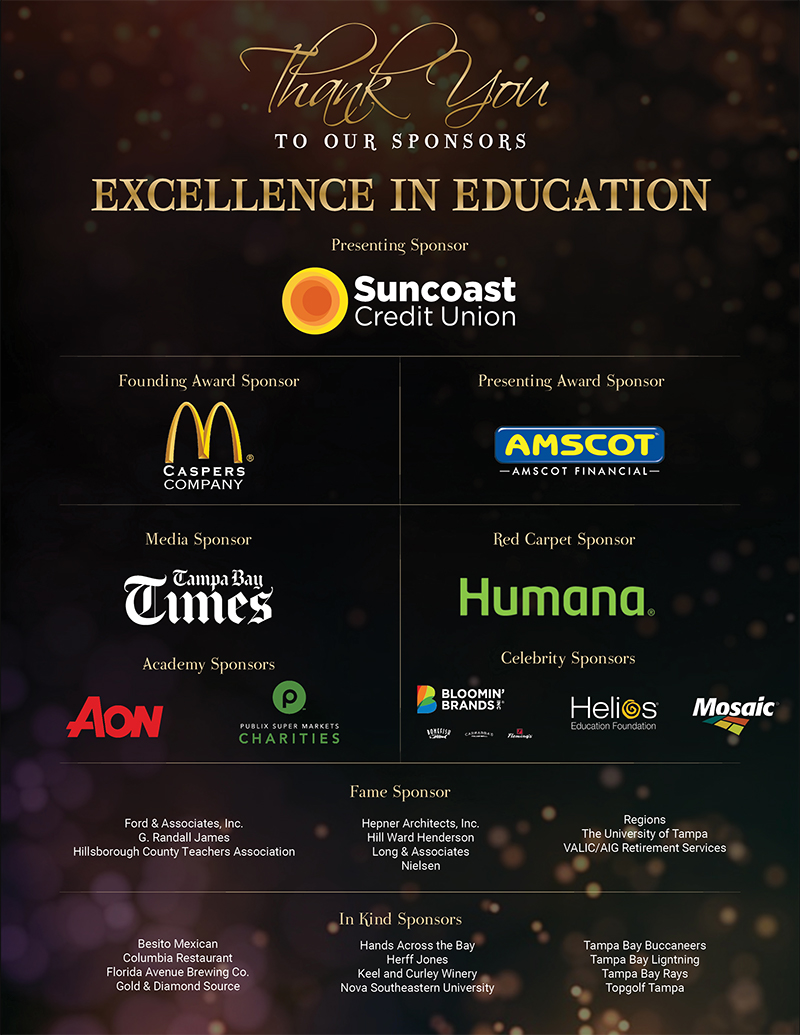Patrocinadores de los Premios a la Excelencia en la Educación de la Fundación Educativa de Hillsborough 2021